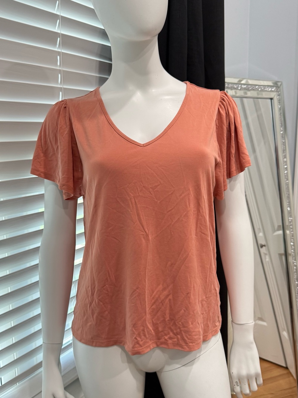 Target Terra Cotta V-Neck Flutter Sleeve Tee